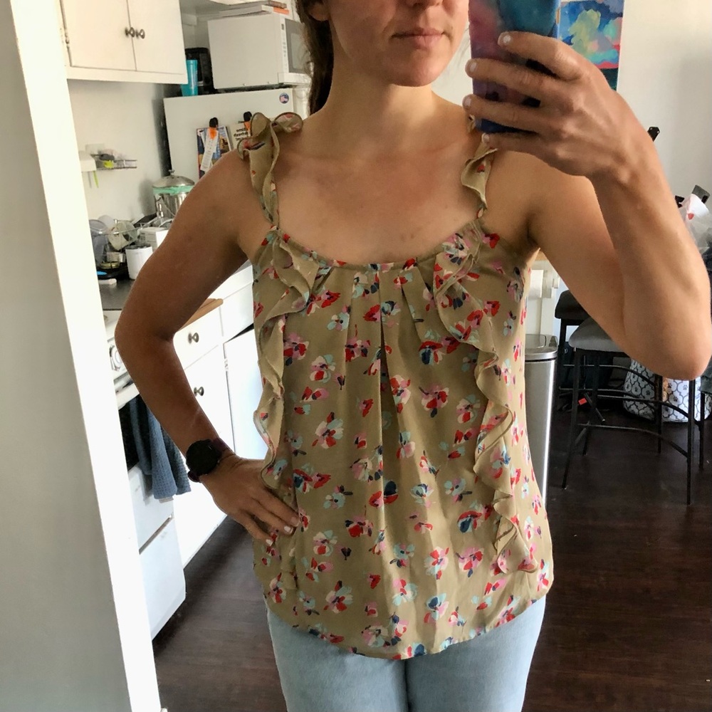 Brown/cream floral blouse